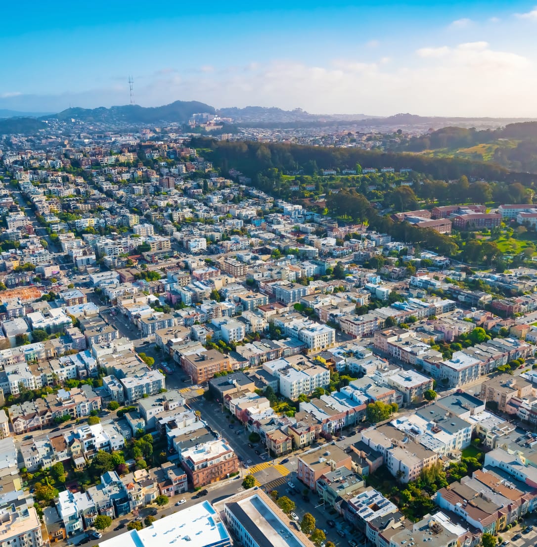 Aerial view of San Francsico residential area.